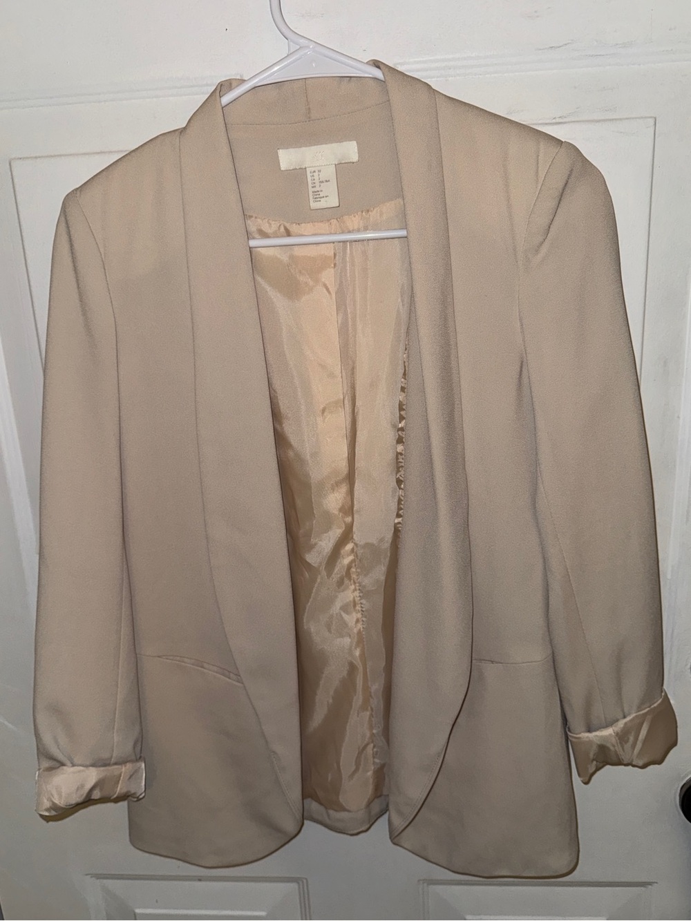 H&M - Women’s Cream Open-Front Blazer Jacket Size 2